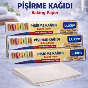 Luxev Pişirme Kağıdı Hazır Kesilmiş 8 Parça Yağlı Kağıt Fırın Kağıdı Baking Paper 5 Adet