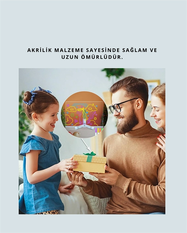 Dekoratif LED Yazı Tahtası – Silinebilir, Neon Kalemli, Planlama ve Hatırlatma İçin İdeal - Görsel 5