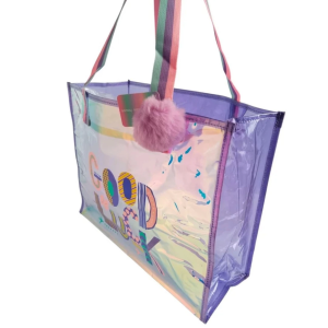NessiWorld Şeffaf Hologram Mor Good Luck Büyük Omuz Çantası