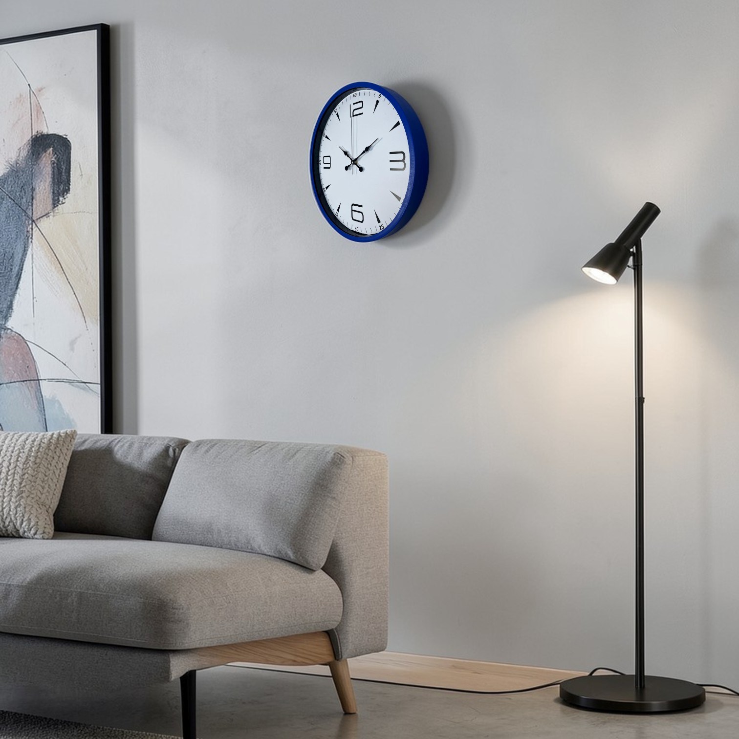 Lacivert Çerçeveli Beyaz Kadran 36 Cm Duvar Saati - Görsel 2