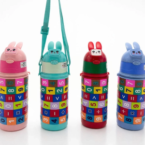 Eğitici Matematik Oyunlu Çocuk Termosu - Paslanmaz Çelik Pipetli Ve Askılı Matara Alk4654