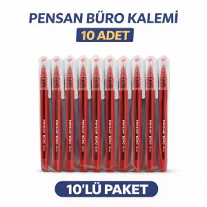 Pensan Büro 2270 Kırmızı Tükenmez Kalem 1.0 mm Medium Yerli Üretim 10 Adet
