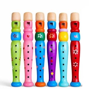 Ahşap Renkli Flüt Küçük - 20 cm Eğitici Çocuk Müzik Aleti Enstrüman