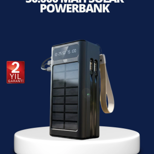 Güneş Panelli Powerbank Led Işıklı Taşınabilir Şarj Cihazı