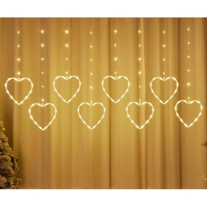 Kalpli Perde Led Işıklar, Sevgililer Günü Romantik Led Aydınlatma