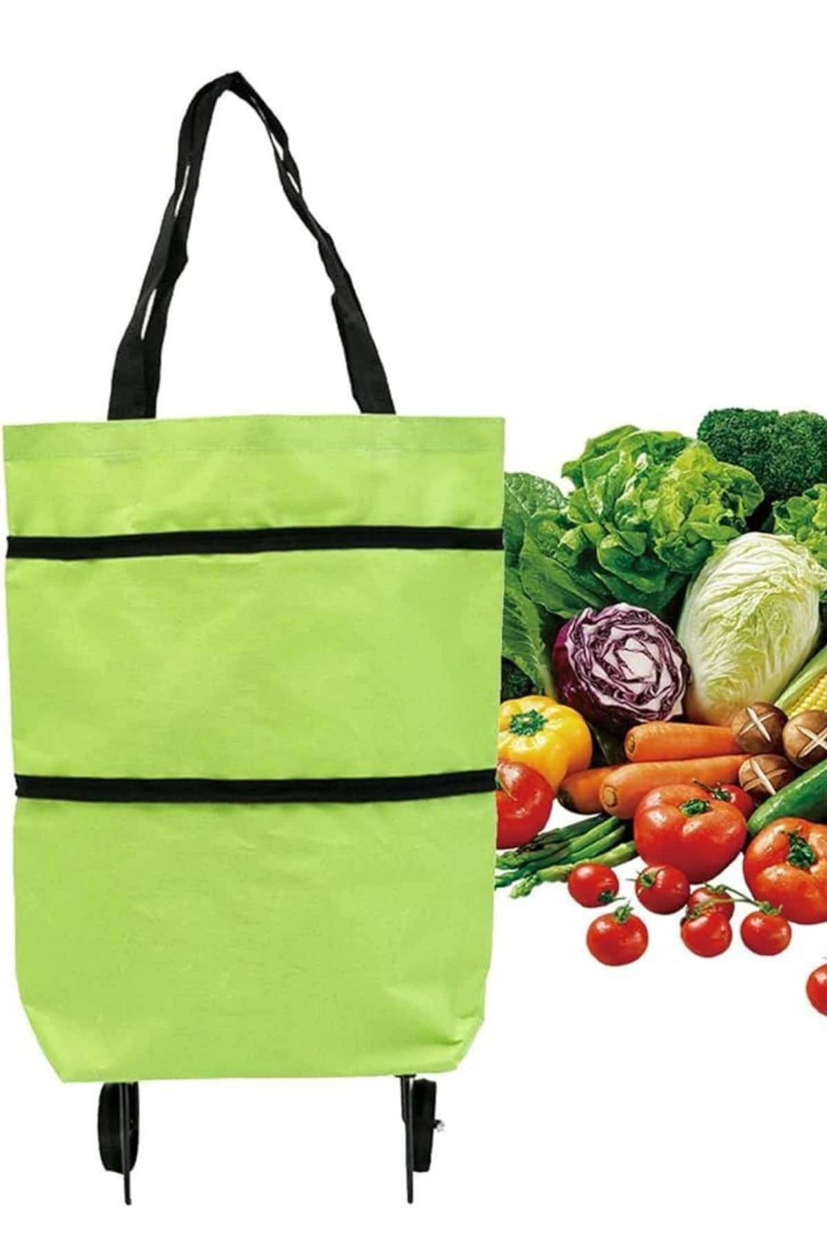 Katlanabilir Tekerlekli Alışveriş Çantası Pratik ve Detaylı Pazar Arabası - Görsel 5