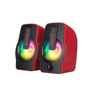 KIRMIZI - RGB IŞIKLI 1+1 HOPARLÖR SPEAKAER SET USB KABLO 2.0 MULTİMEDYA - 6W (5296)
