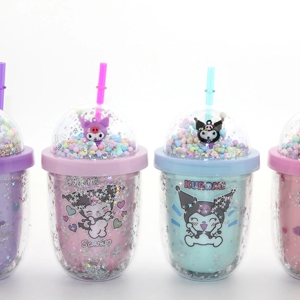 Kuromi Figürlü Pipetli Kapaklı Kupa Bardak Alk5109