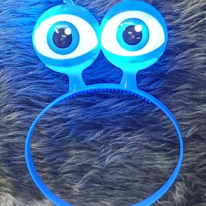 Led Işıklı & Pilli 3 Farklı Modda Yanan Uzaylı Göz Parti Tacı Mavi Renk 18x12 cm