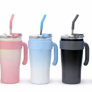 Mat Siyah Isı Muhafazalı Kulplu Ve Kilitli Çelik Termos Kupa Alk4634