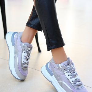 Aleh Gri Cilt Bağcıklı Spor Ayakkabı