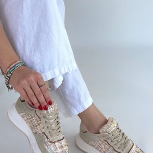 Hawer Bej Cilt Bağcıklı Spor Ayakkabı