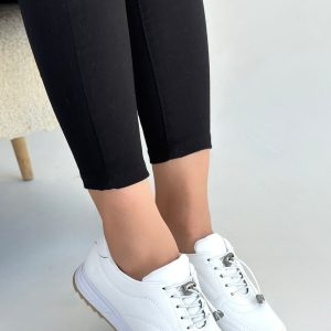 Finna Beyaz Cilt Bağcıklı Spor Ayakkabı