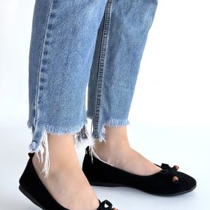 Cear Siyah Deri Tozu Süet Babet Ayakkabı