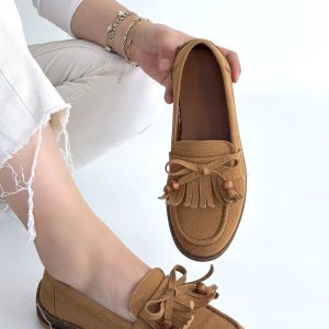 Boriy Taba Deri Tozu Süet Babet Ayakkabı