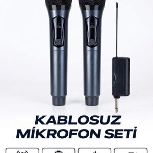 Profesyonel Çiftli Kablosuz Mikrofon Seti Karaoke Şarj Edilebilir 50 Metre