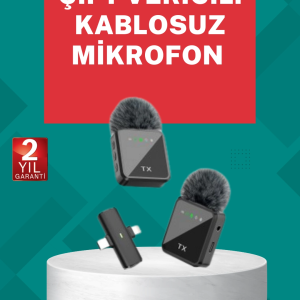 Profesyonel Ses Kayıtları İçin 2’li Kablosuz Yaka Mikrofon Seti