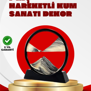 Rahatlatıcı Kum Sanatı – Yuvarlak Cam Çerçeveli Hareketli Kum Resmi, Ofis ve Ev İçin Etkileşimli Masaüstü Süs