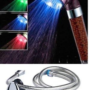 Renk Değiştiren Led Işıklı Duş Başlığı Seti- Hortum Askı Seti (pilsiz- Elektriksiz)