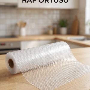 Şeffaf PVC Raflık Kaymaz Çekmece Örtüsü 45x300 cm Mutfak Dolap İçi Koruyucu