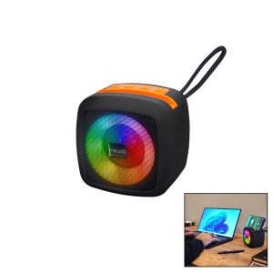 SİYAH KABLOSUZ HOPARLÖR - SPEAKER TAŞINABİLİR IŞIKLI USB ŞARJLI BT - TF CARD 10 MT MENZİL 1200mAH PİL - 5W (5296)