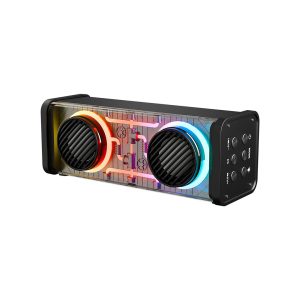 SİYAH KABLOSUZ HOPARLÖR - SPEAKER TAŞINABİLİR MP3 IŞIKLI USB ŞARJLI BT - AUX - TES 10 MT MENZİL 1200mAH PİL - 10W (5296)