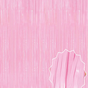 Soft Pembe Püsküllü Kapı Perdesi - Parti, Baby Shower, Cinsiyet Partisi 1x2 M