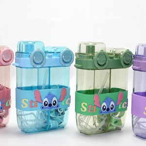 Stitch Çift Bölmeli Pipetli Matara & Suluk Alk5107