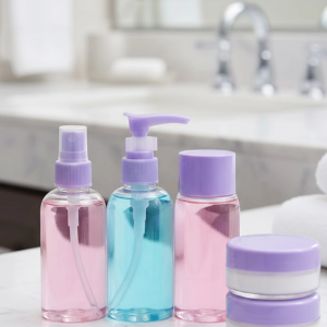 Taşınabilir 5’li Seyahat Banyo Seti Şeffaf Kozmetik Kapları