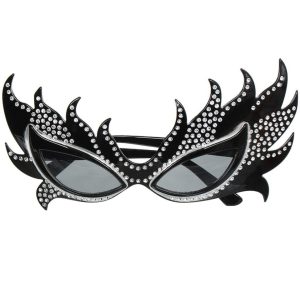 Taşlı Göz Kamaştıran Siyah Parti Alev Gözlük