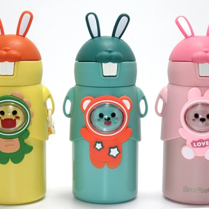 Tavşan Kulaklı Sevimli Ayı Figürlü Çelik Termos Alk4635