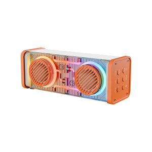 TURUNCU-BEYAZ KABLOSUZ HOPARLÖR - SPEAKER TAŞINABİLİR MP3 IŞIKLI USB ŞARJLI BT - AUX - TES 10 MT MENZİL 1200mAH PİL - 10W (5296)