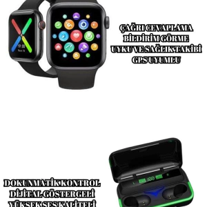 Ucuz Ve Kaliteli Kulaklıklı Saat Seti Bluetooth Bağlantılı Akıllı Saat Ve Kulaklık