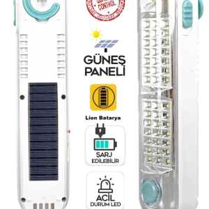 V-005 42 Ledli+fener Solar Güneş Panelli Ultra Güçlü Ledli Şarjlı Işıldak