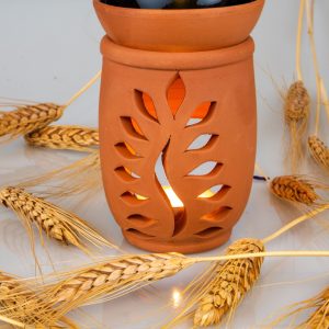 Yaprak Model El Yapımı Çömlek Buhurdanlık Tütsülük