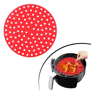 Yumurcak Shop® Siyah Isıya Dayanıklı Yıkanılabilir Silikon Fırın Ve Airfryer Yuvarlak Model Pişirme Matı 20 Cm