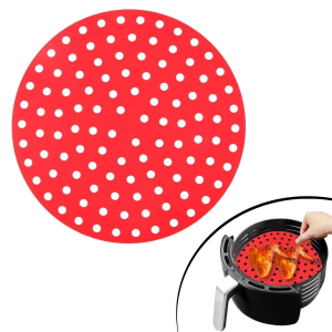 Yumurcak Shop® Siyah Isıya Dayanıklı Yıkanılabilir Silikon Fırın Ve Airfryer Yuvarlak Model Pişirme Matı 23 Cm