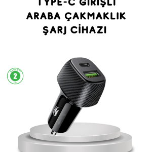 38W Araç Şarj Cihazı Type-C PD USB Hızlı Şarj Çift Port