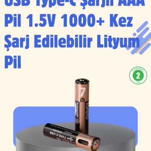 USB Type-C Şarjlı AAA Lityum Pil | 1.5V Sabit Voltaj, 1000+ Şarj Döngüsü ile Uzun Ömür