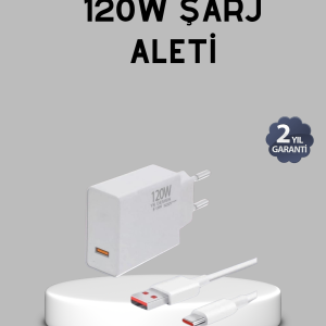 120W Süper Hızlı Şarj Adaptörü – Type-C Kablo Dahil, Yüksek Voltaj Korumalı
