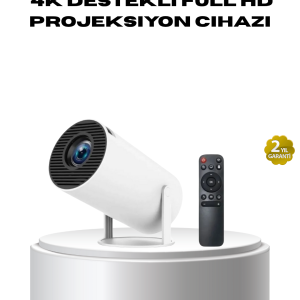 4K Destekli Full HD Projeksiyon Cihazı – 130 inç Geniş Ekran, WiFi ve HDMI Bağlantılı