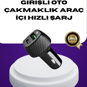 38W Çift Çıkışlı Araç Şarj Cihazı – Type-C ve USB PD Destekli