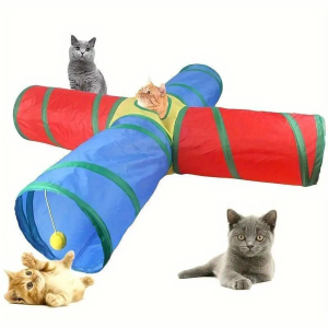 4 Yollu Kedi Tüneli Katlanır Gökkuşağı Kedi Köpek Oyun Tüneli Evcil Hayvan Oyun Tüneli 125 cm