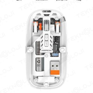Bluetooth Usb Çift Modlu Sessiz Mouse, Şeffaf Mıknatıslı Kapaklı, Type-c Şarjlı, Dpı Ayarlı, Kablosuz 10m Çekim Mesafeli, Masaüstü Kısayol Tuşlu, Taşı