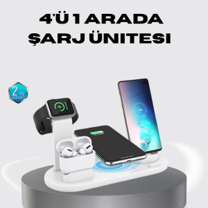 4’lü Apple Kablosuz Şarj Standı iPhone Watch ve AirPods Çoklu Şarjlı