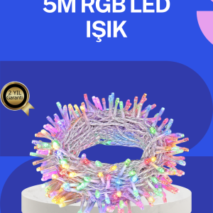 5 Metre Şeffaf Kablo LED Peri Işığı 50 Ampullü Dekoratif Led