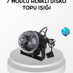 7 Renk Modlu Müzik Sensörlü Disko Topu – LED Işıklı Parti Aydınlatması