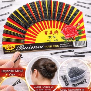 72 Adet Siyah Tel Toka Saç Tokası – Dayanıklı Metal Saç Teli Toka Seti