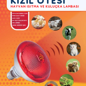 250W Kızılötesi (infrared) Isıtıcılı Hayvan Isıtma ve Kuluçka Lambası (Kırmızı Işık) E27 (Kalın Duy)