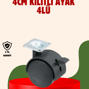 4 cm Kilitli Döner Ayak 4 Adet Sehpa ve Mobilya Ayağı